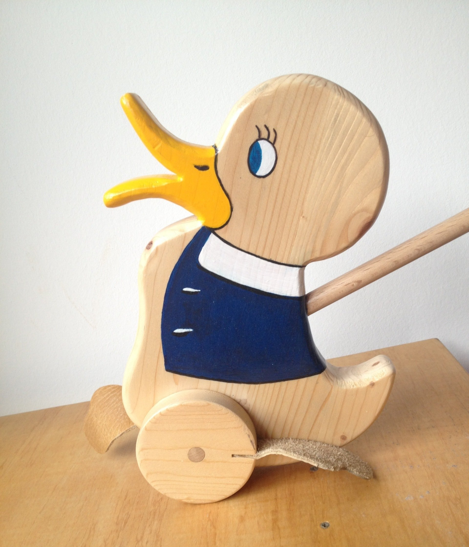 Schiebespielzeug, handgefertigte  Ente bemalt
