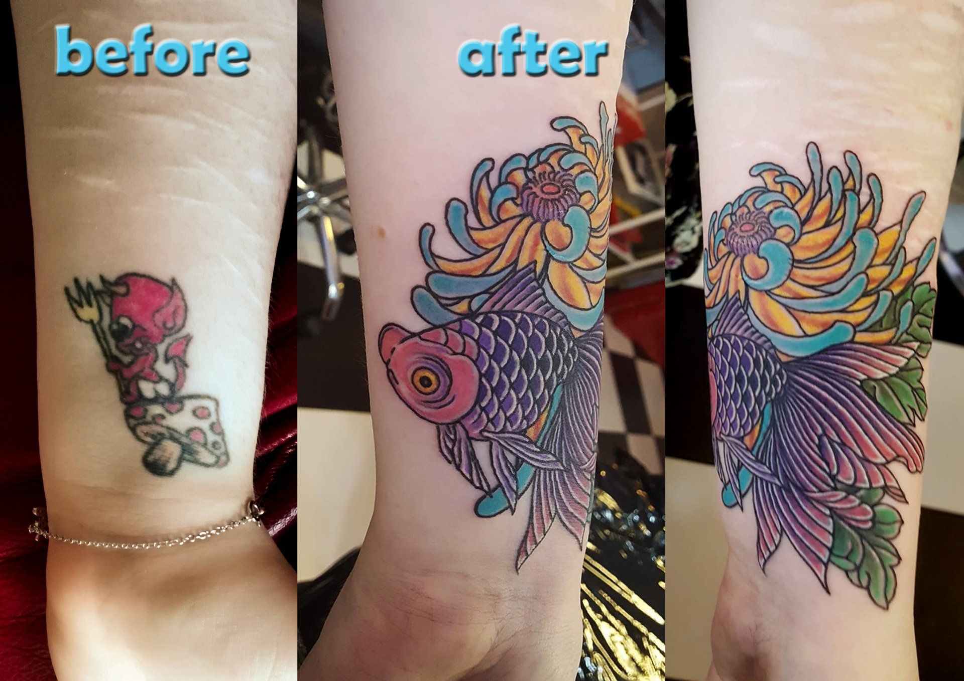 Tattoo cover up specialists London Blue Lady tattoo