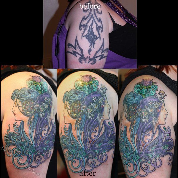 Tattoo cover up specialists London Blue Lady tattoo