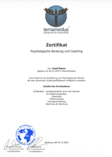 Link zum Zertifikat Josef Elsner Zertifikat