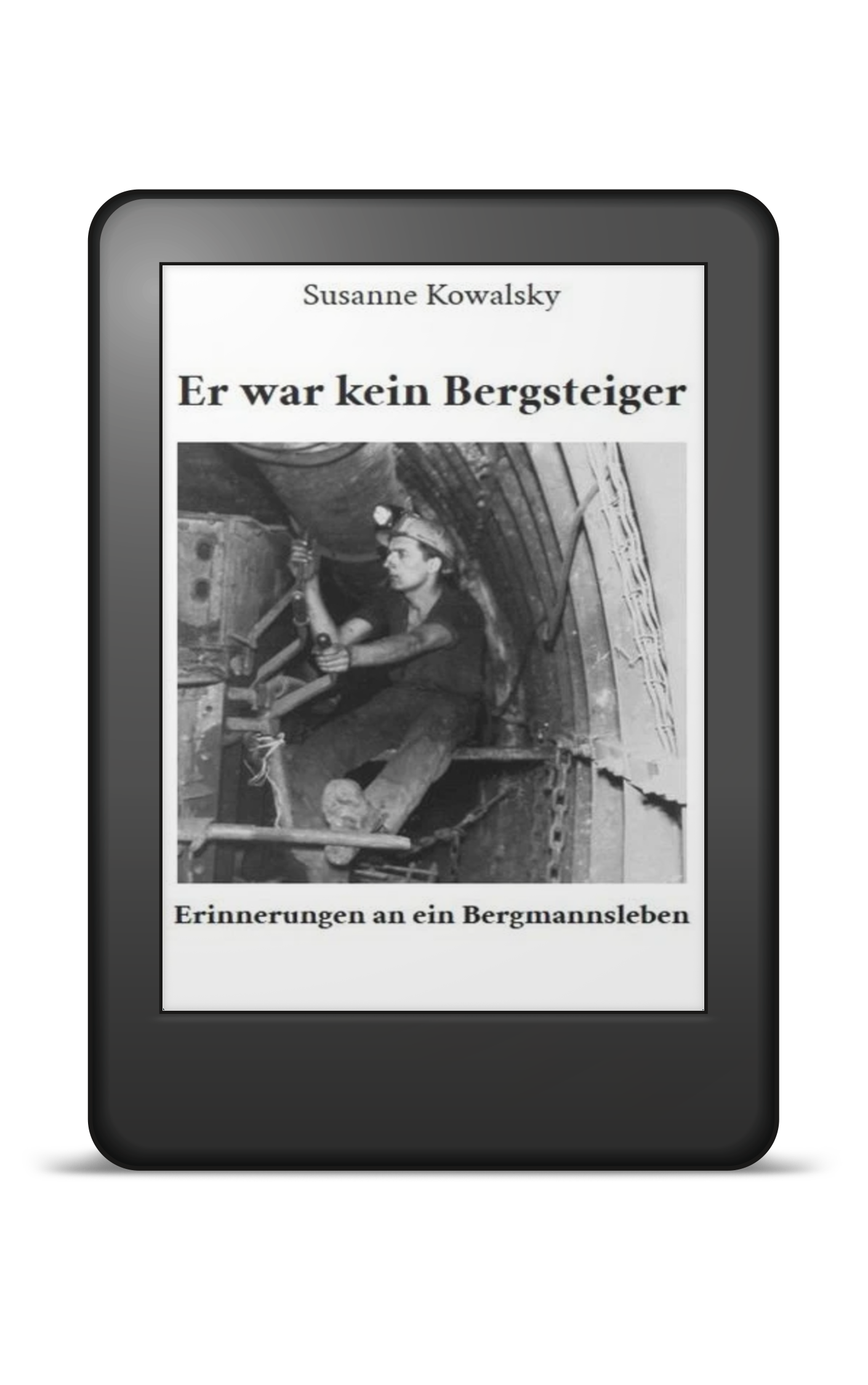 Ein Bergmann bei der Arbeit und ein Porträt von einem Bergmann auf weißem Hintergrund.