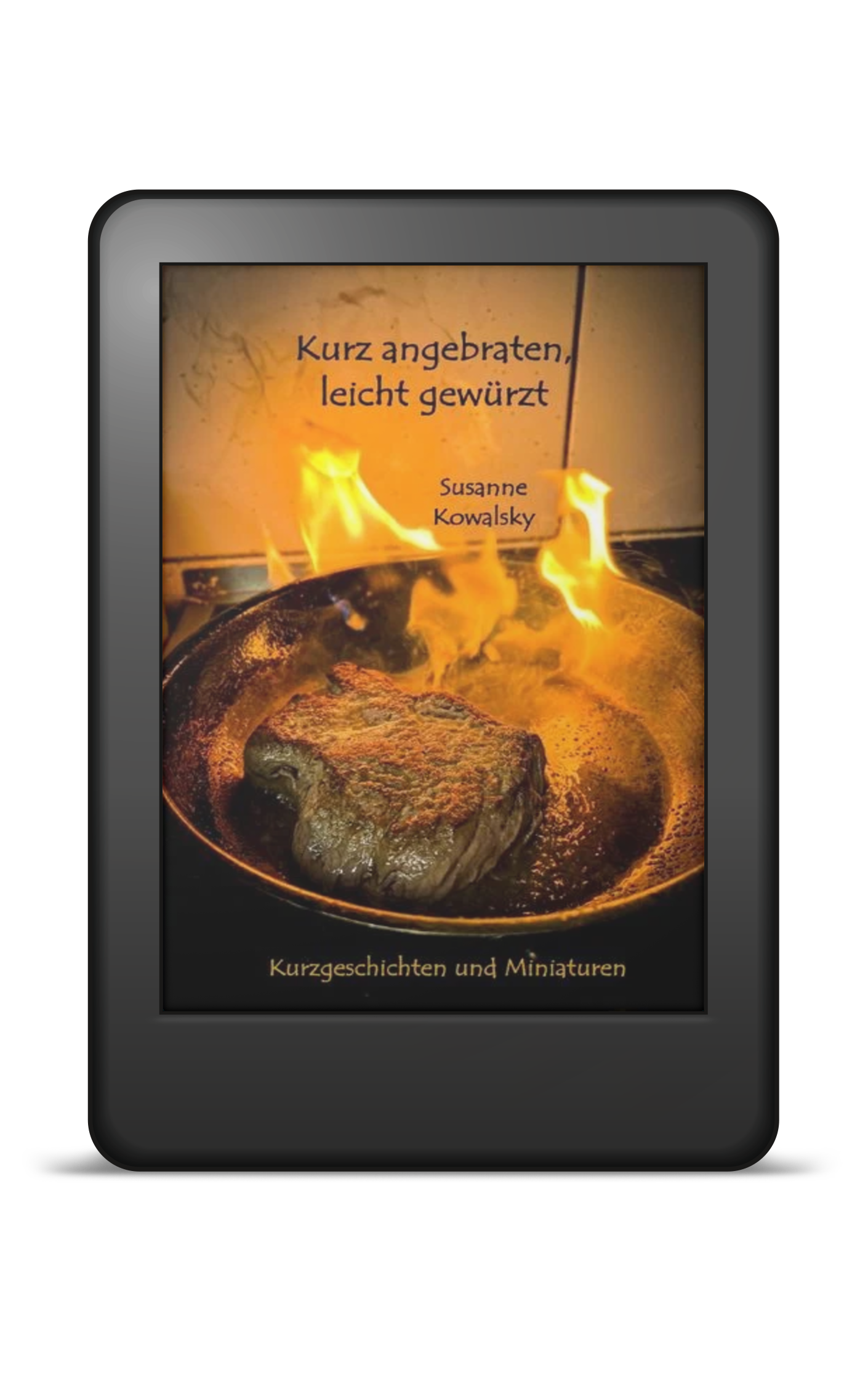 Steak in einer Pfanne mit Pflammen