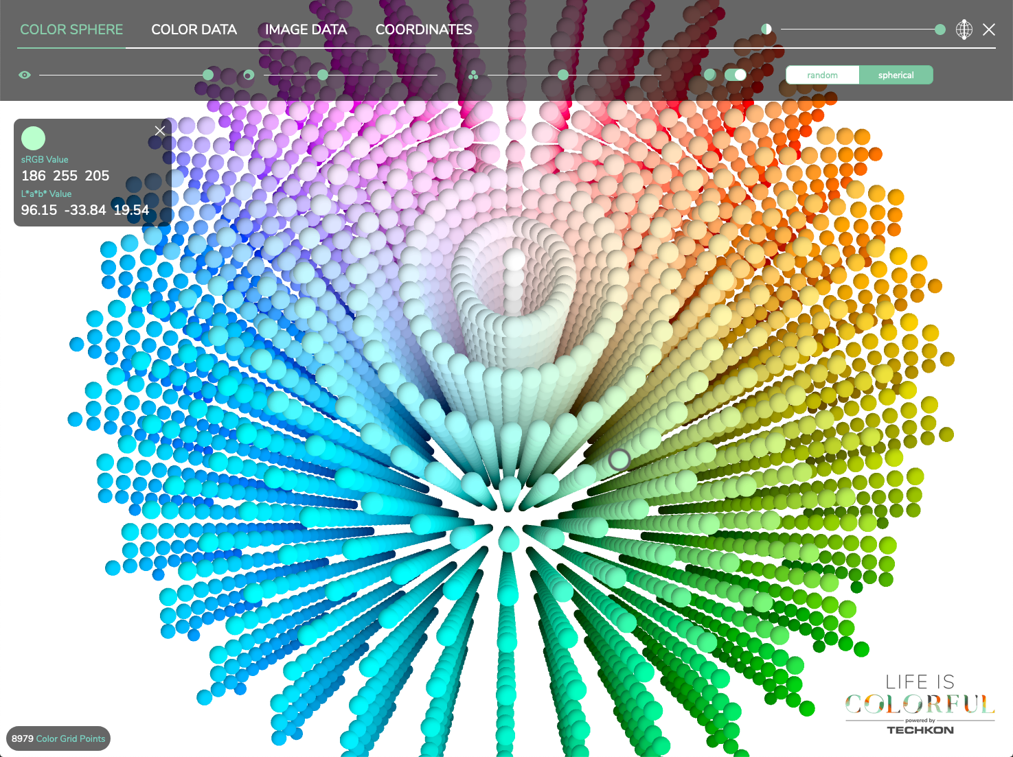 ColorFinder is a tool to display colors in the Lab color space