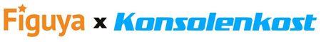 Figuya x Konsolenkost Logo in orangefarbener und blauer Schrift auf weißem Hintergrund