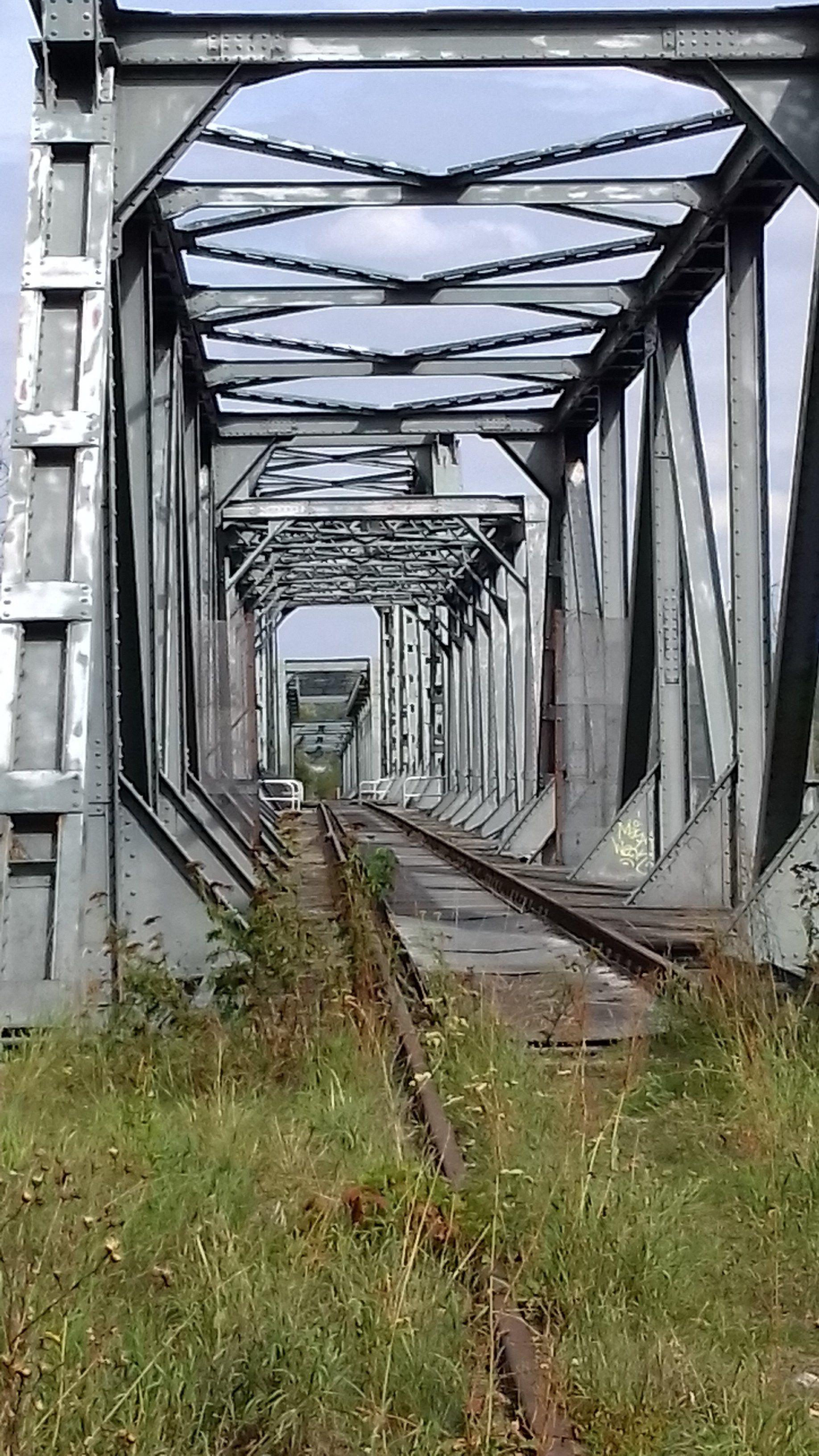 Blick auf alte Eisenbahnbrücke Richtung Polen