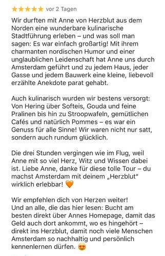 Herzblut Stadtfuehrungen Amsterdam, Deutsch, kleine Gruppen, Individuell