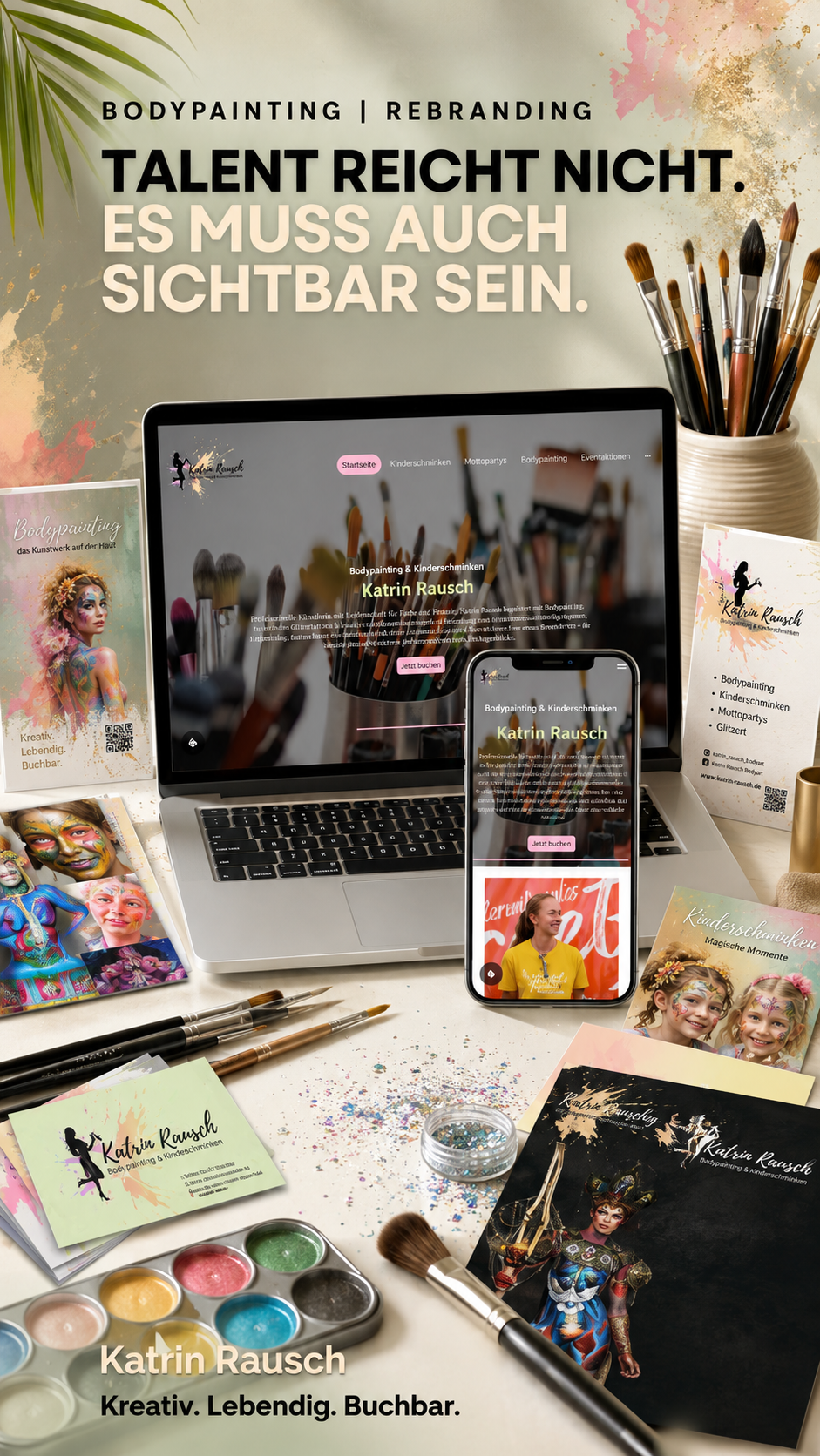 Kreatives Webdesign für Bodypainting, Kinderschminken und Eventaktionen.