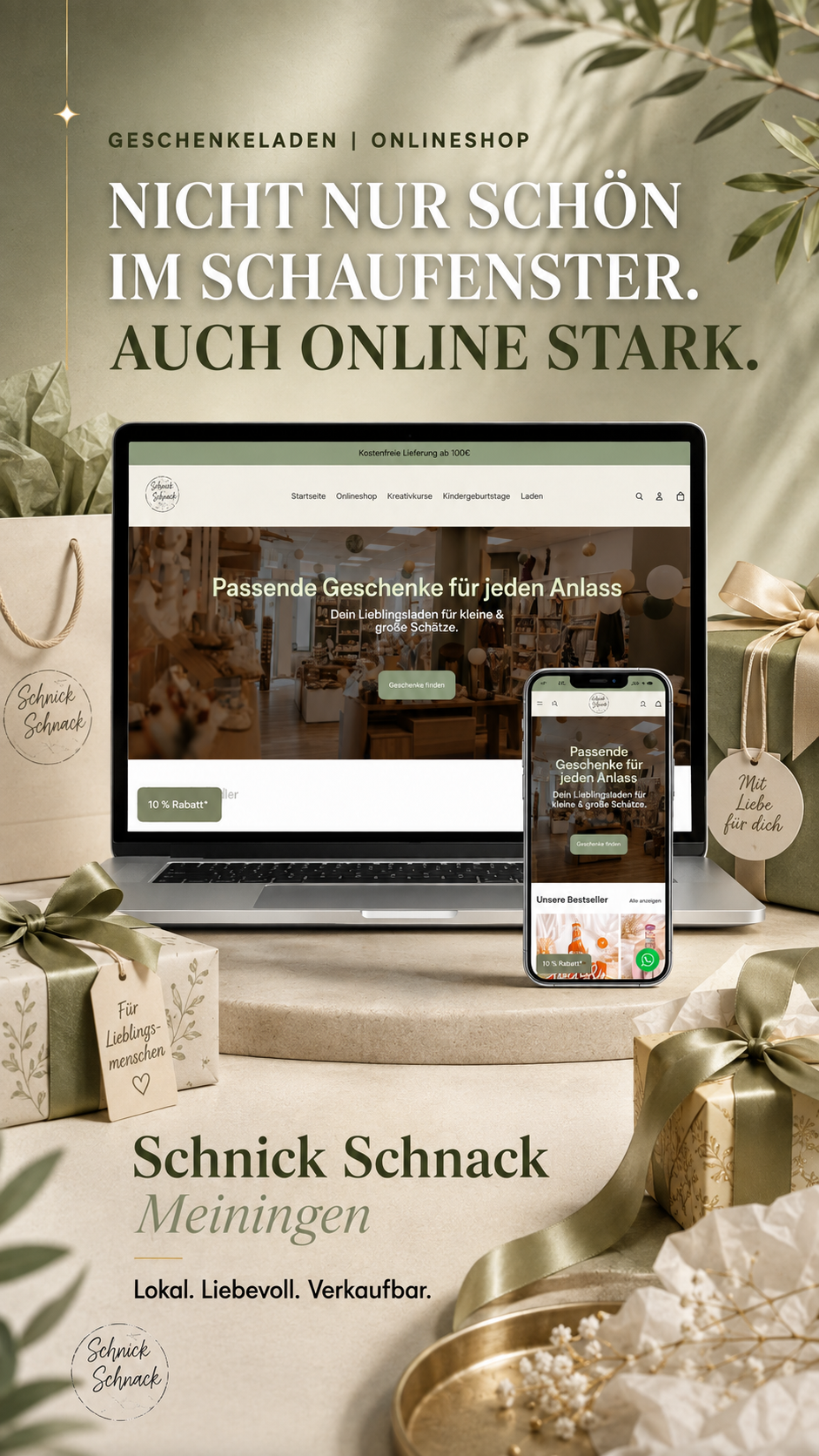 Webdesign und Onlineshop für einen lokalen Geschenkeladen in Meiningen.