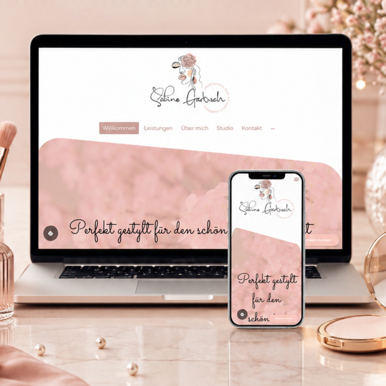 Individuelles Webdesign für eine Make-up-Artistin und Visagistin.