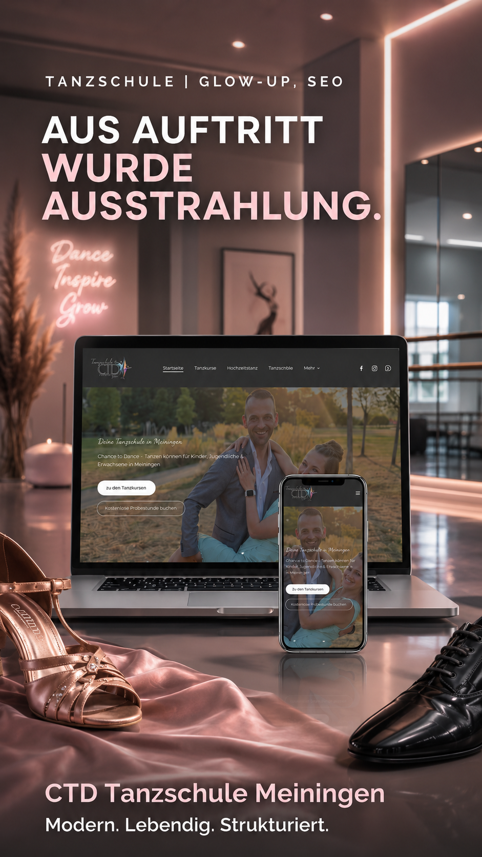 Modernes Webdesign und SEO für eine Tanzschule in Meiningen mit responsiver Website.