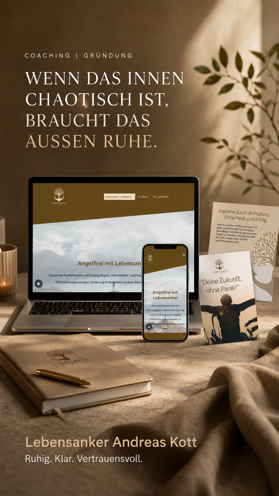 Individuelles Webdesign für Coaching bei Prüfungsangst und Panik.