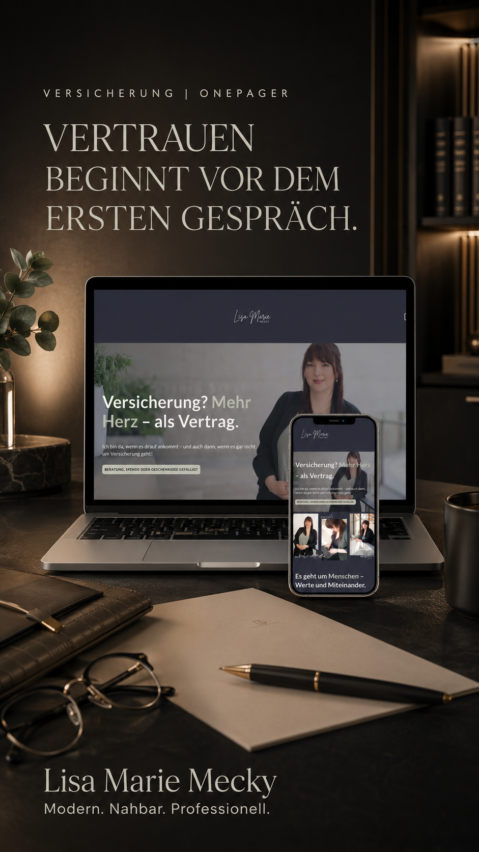 Professionelles Onepager-Webdesign für Versicherungsberatung und persönliche Begleitung.