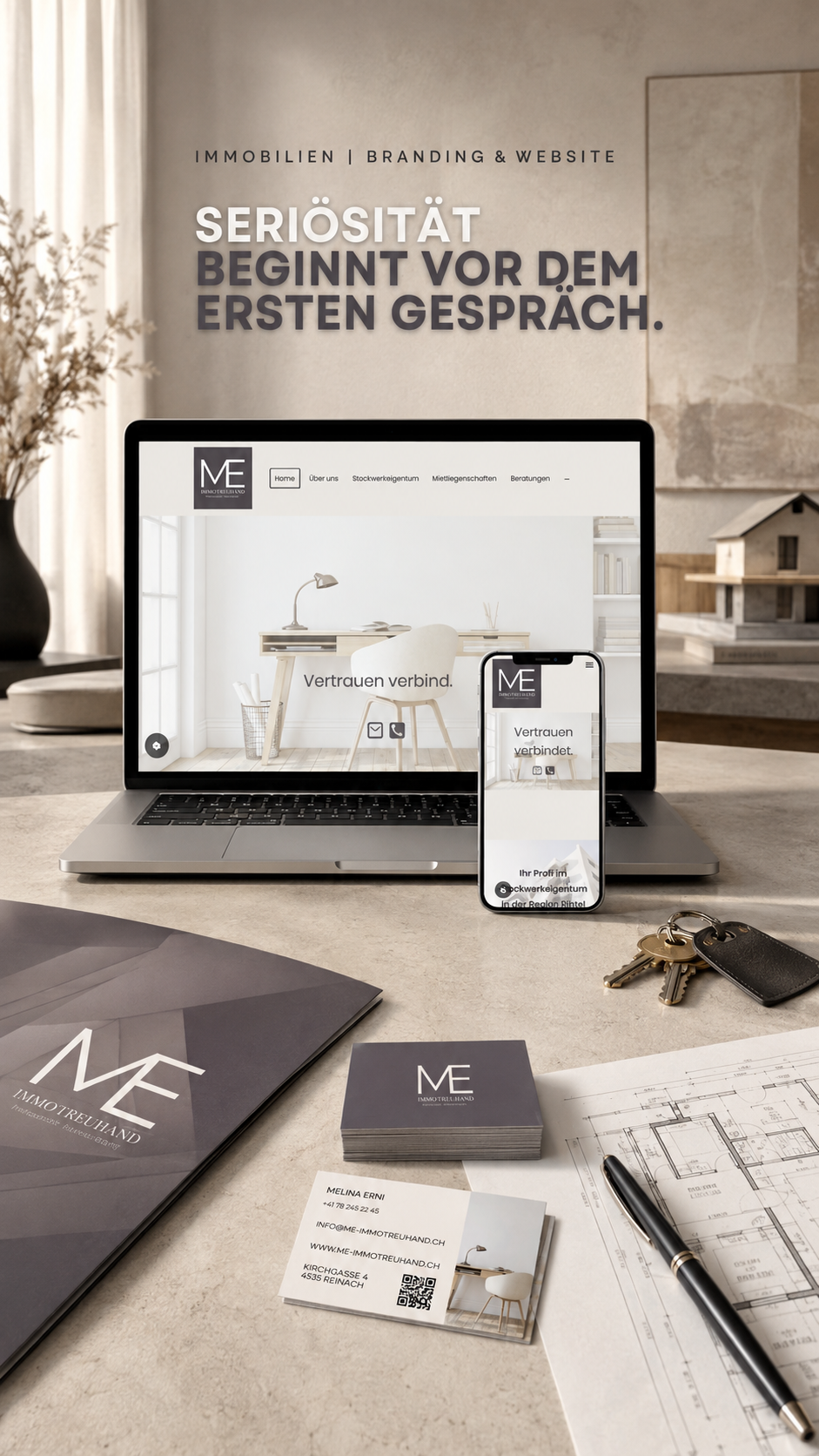 Individuelles Webdesign für einen Immobilienmakler in Meiningen mit Desktop- und Mobilansicht.