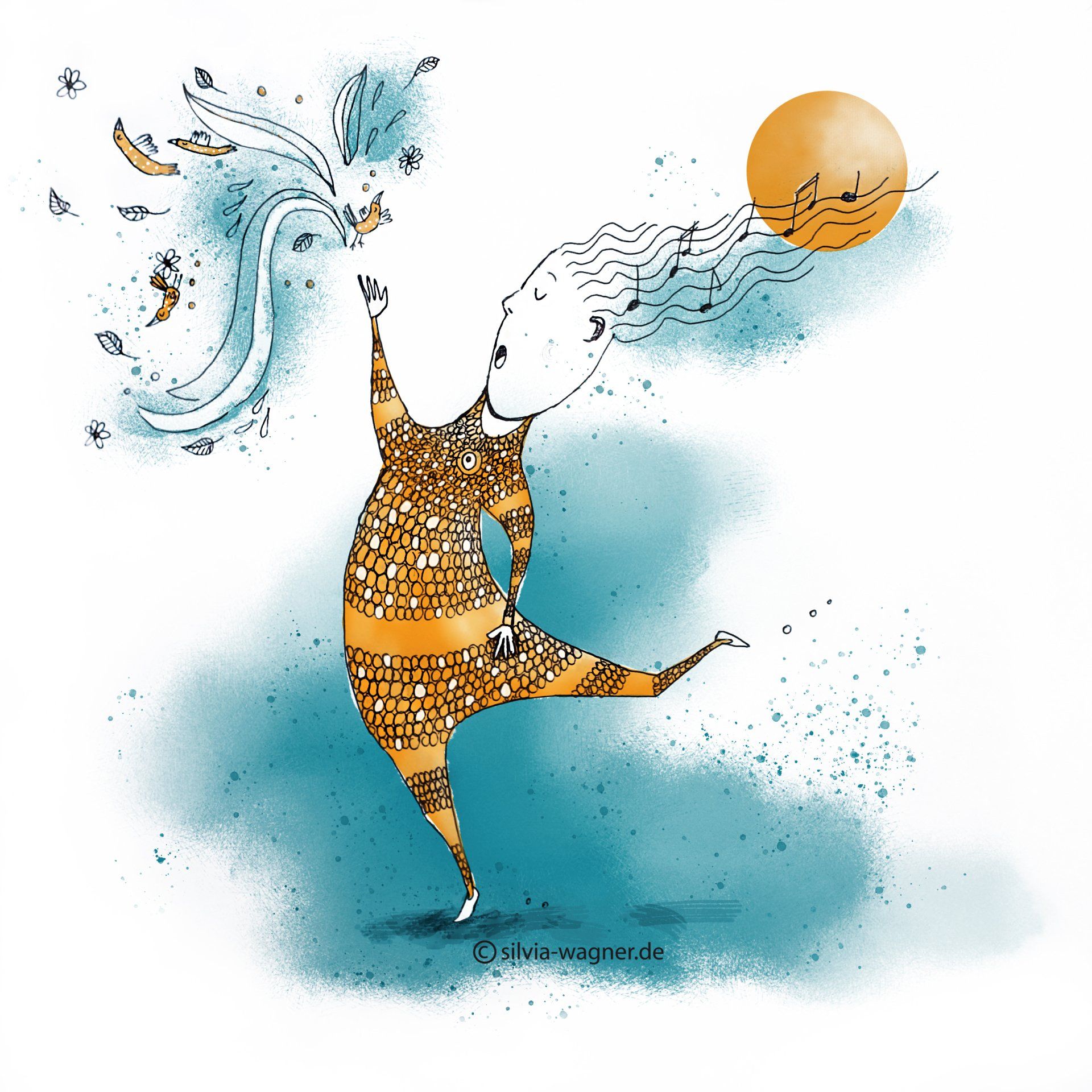 Illustration tanzende Frau, Silvia Wagner