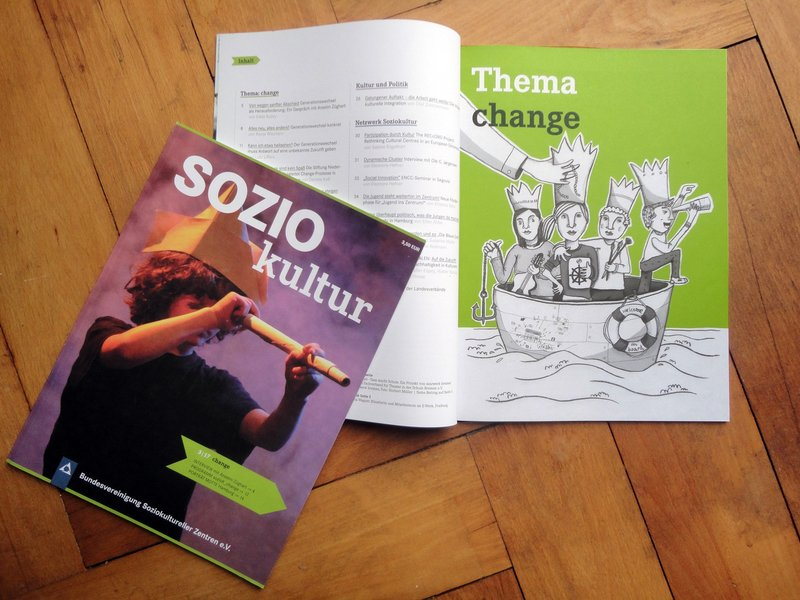 Illustration von Silvia Wagner in der Zeitschrift Soziokultur: Generationenwechsel