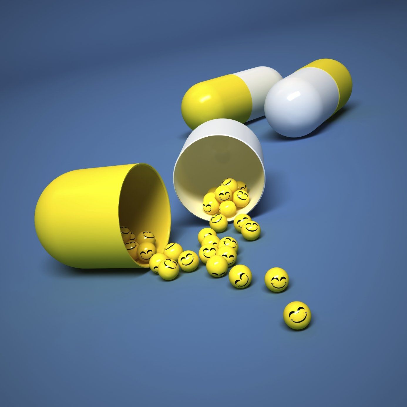 Yellow and white medicine capsule