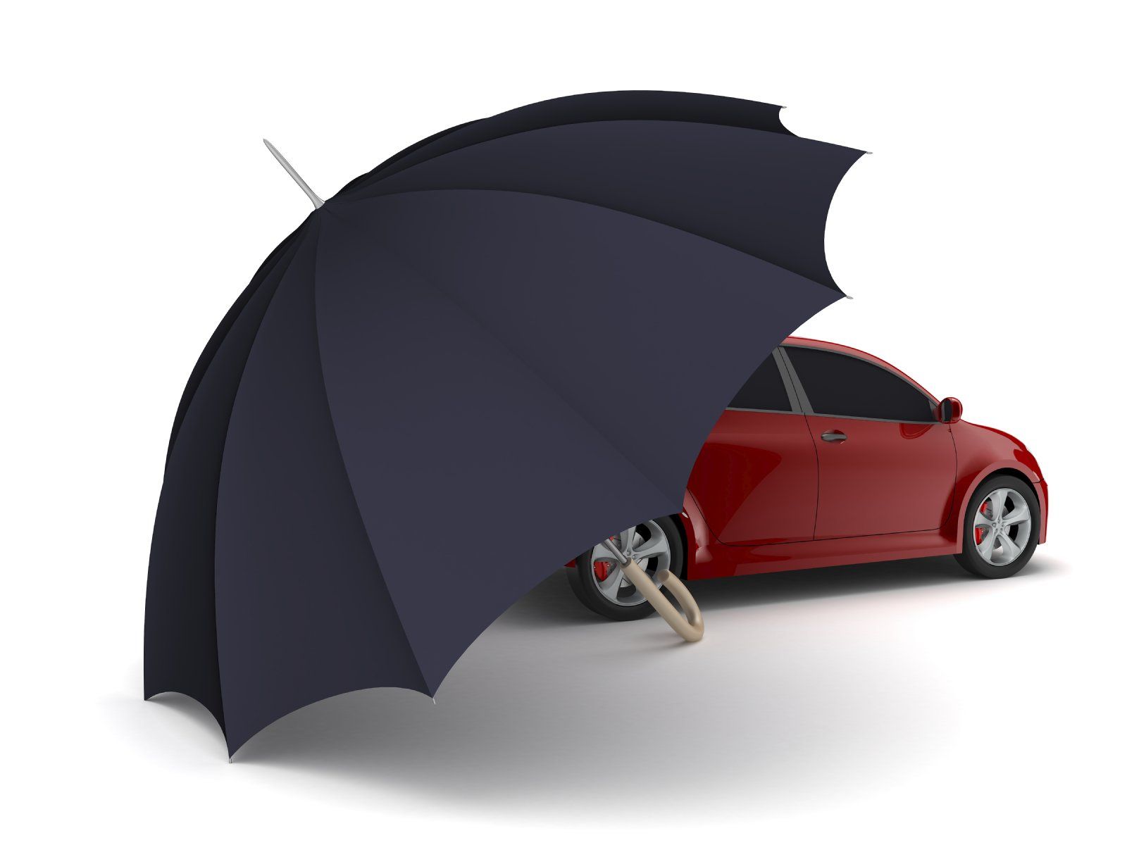 Regenschirm deckt ein Auto ab