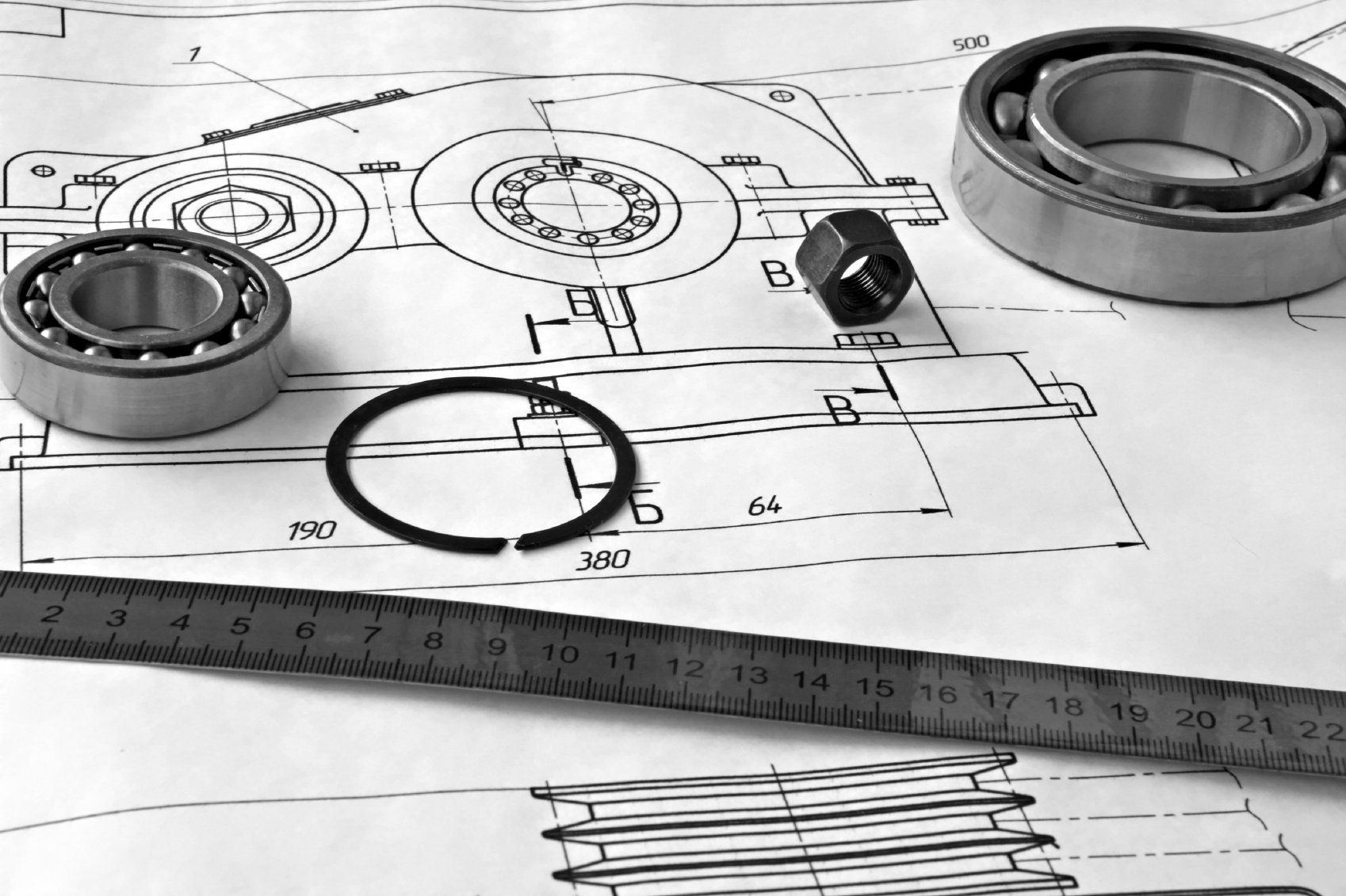 technical drawing and parts