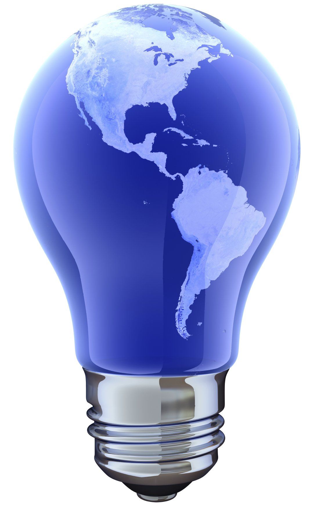 Idea, lightbulb with world motif