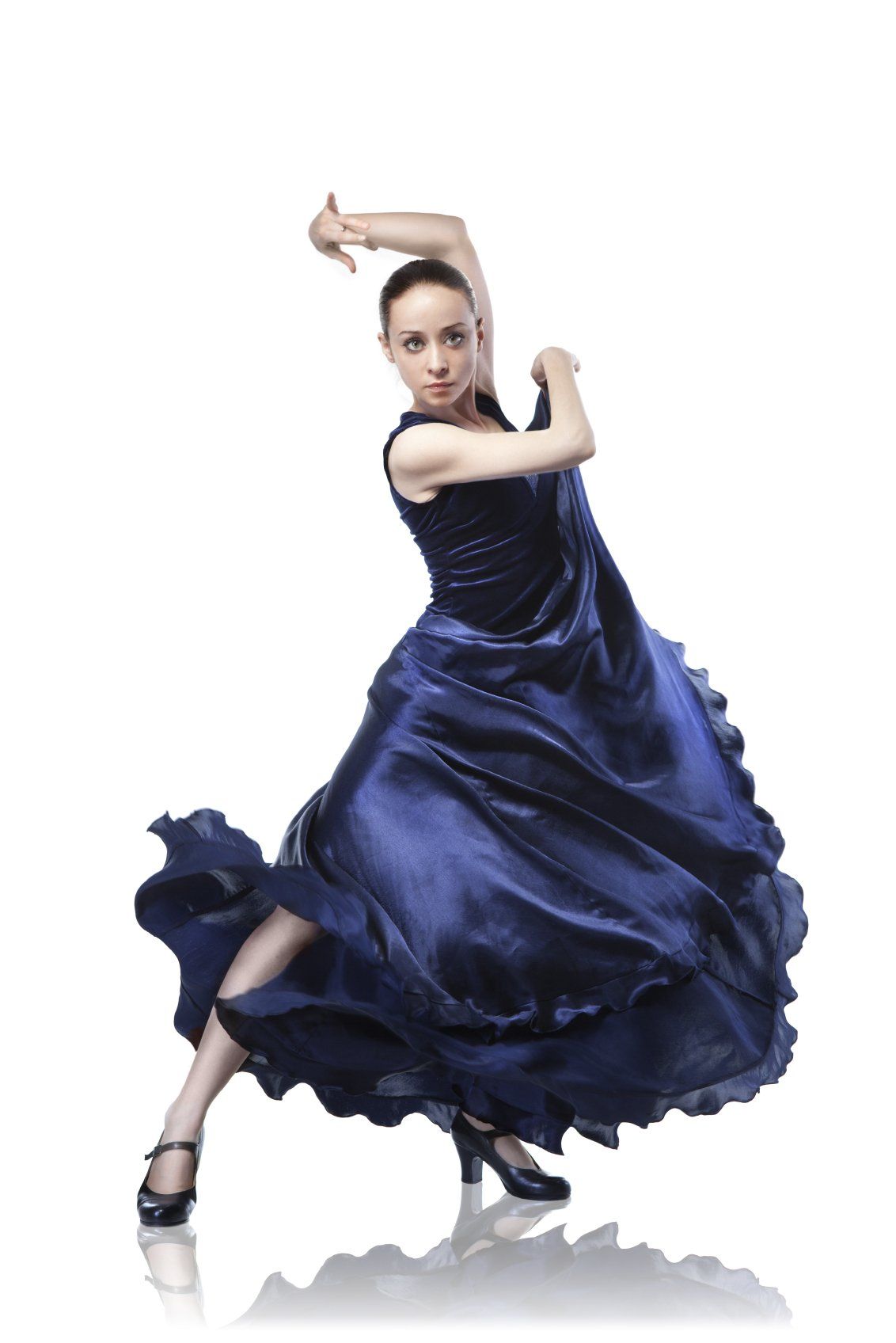 Young dancer in a full, flowing, blue dress