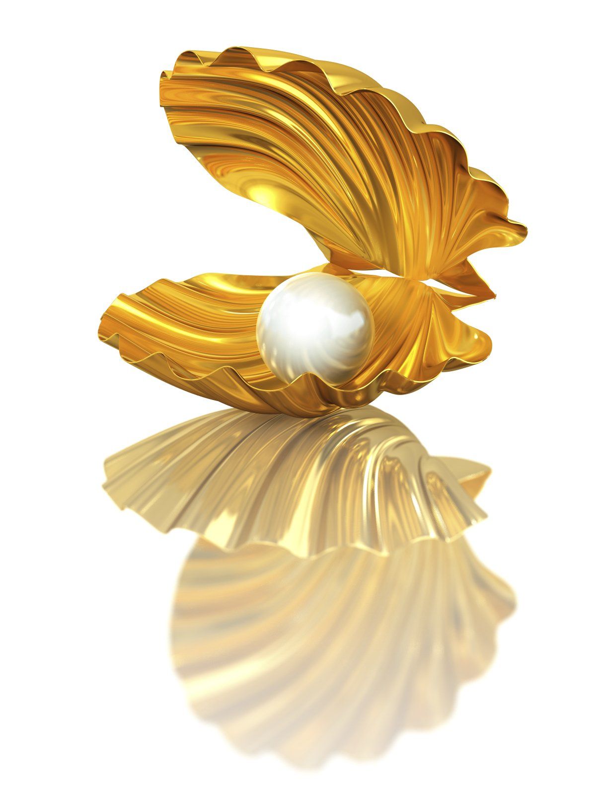 Perle in goldener Muschel