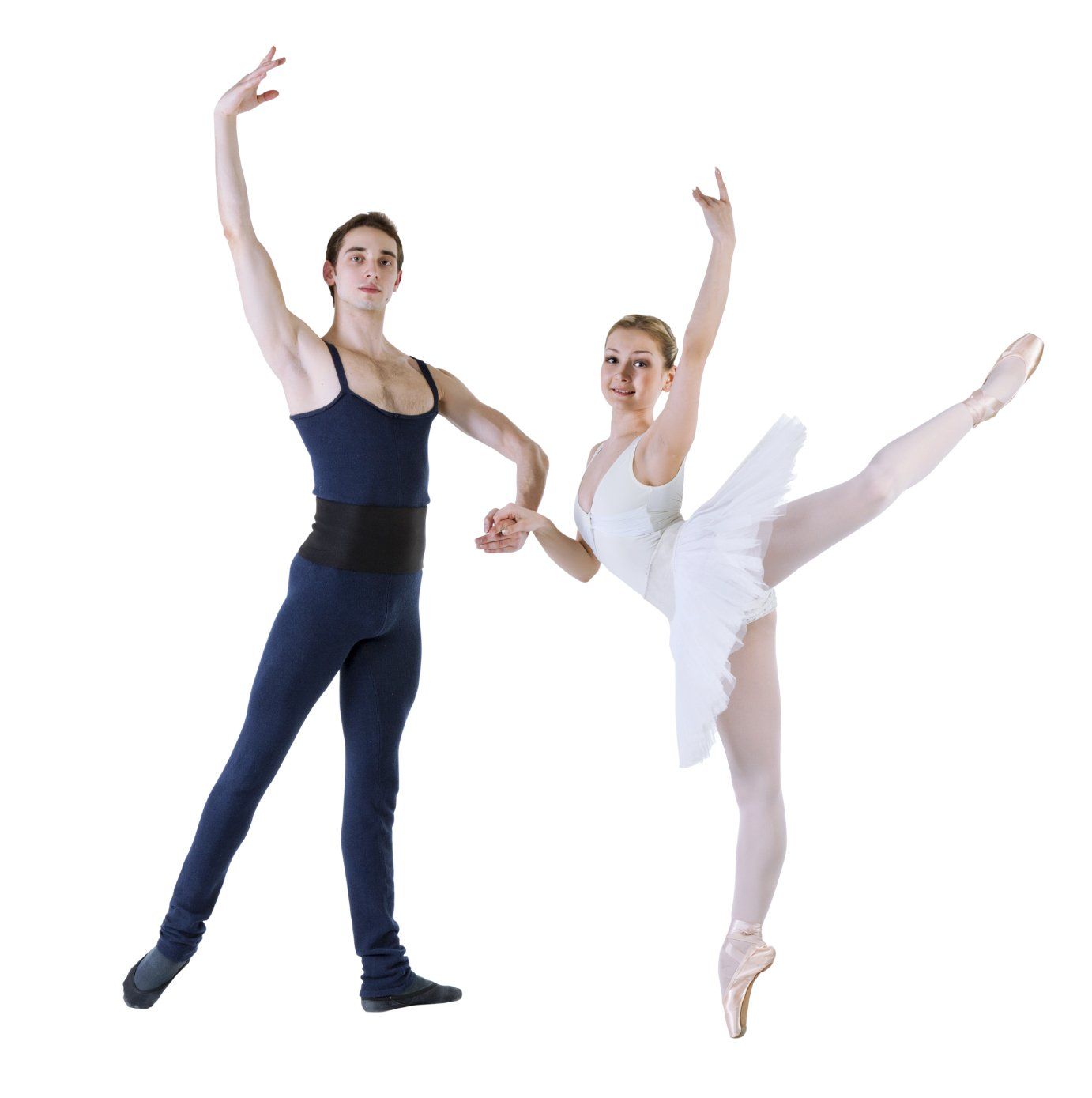 Male and female ballet dancers strike a pose