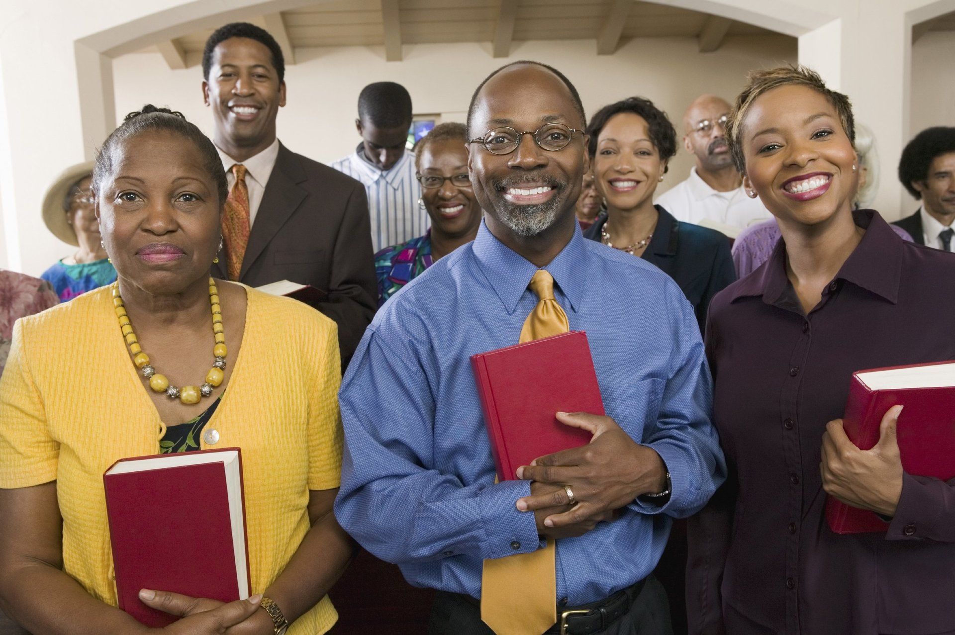 Senior citizens participating in a church group.