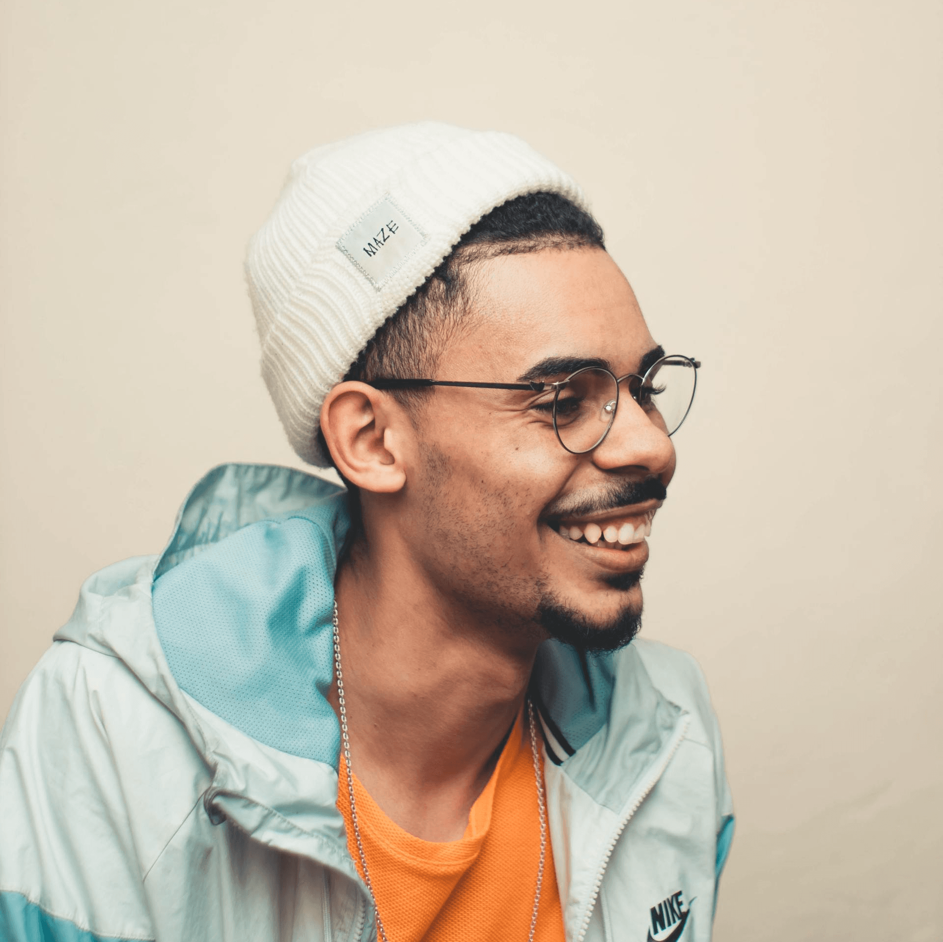 Smiling Young Man Glasses Hipster