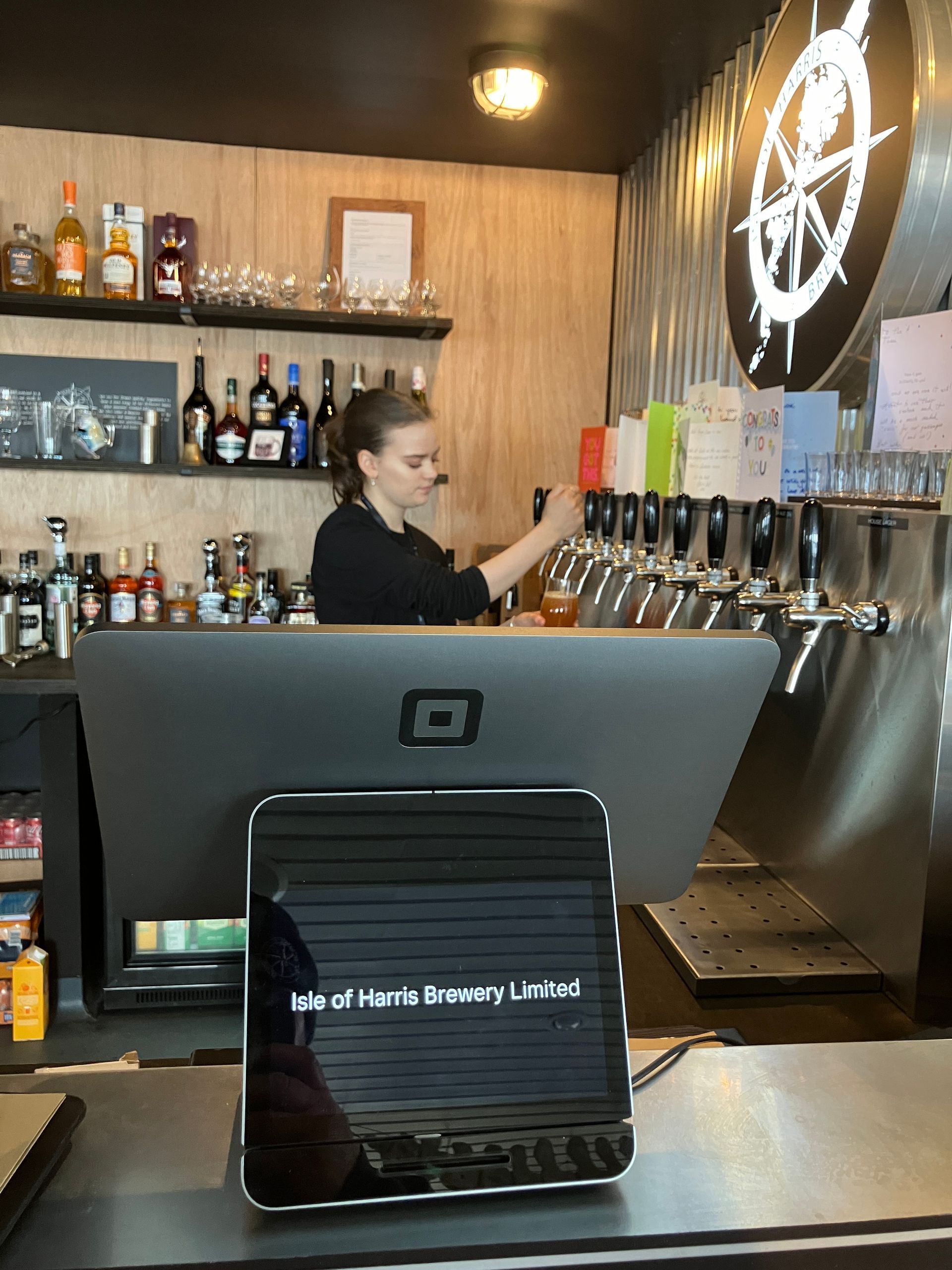 Sarah pouring a pint