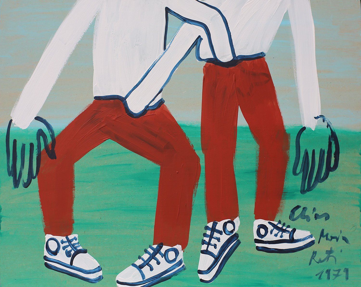 „Hosenwärmer Nr. 62“, Elias Maria Reti, 1979. Akryl auf Holz. 50 cm. x 40 cm. „Hosenwärmer Nr. 62“, Elias Maria Reti, 1979. Akryl auf Holz. 50 cm. x 40 cm.