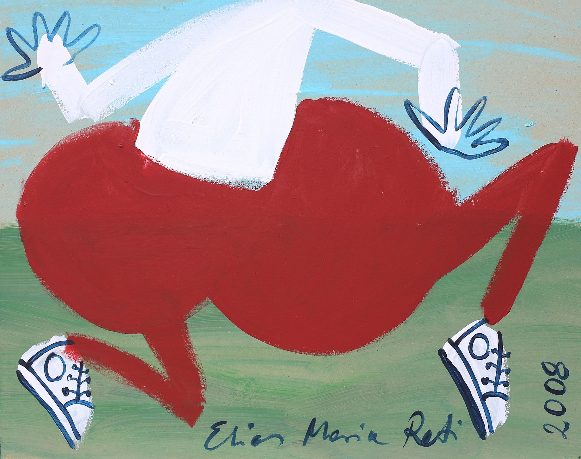 „Big Ass 45“, Elias Maria Reti, 2008. Gemälde, Acryl auf MDF (Hartfaserplatte). 50 cm. x 40 cm. Originalismus Oeuvre.