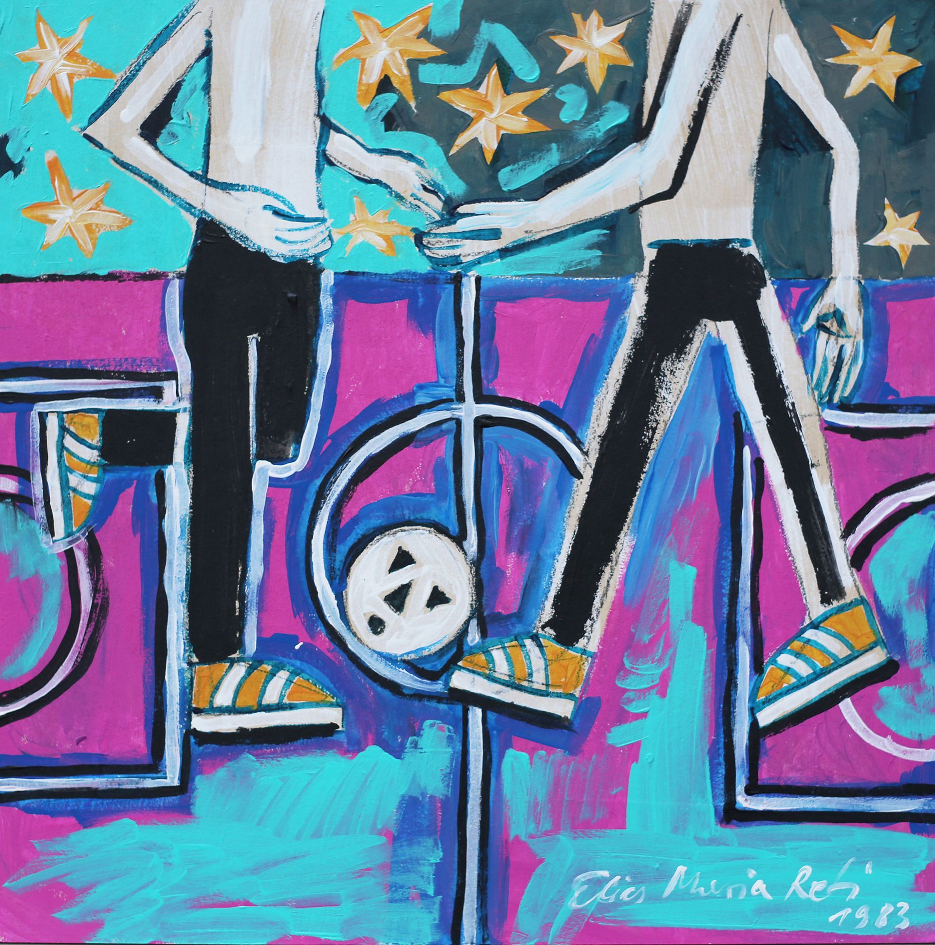 „Kopfball Nr. 1“, Elias Maria Reti, 1983. Acryl auf MDF (Hartfaserplatte). 55 cm. x 55 cm. Astroismus Oeuvre. „Kopfball Nr. 1“, Elias Maria Reti, 1983. Acryl auf MDF (Hartfaserplatte). 55 cm. x 55 cm. Astroismus Oeuvre.