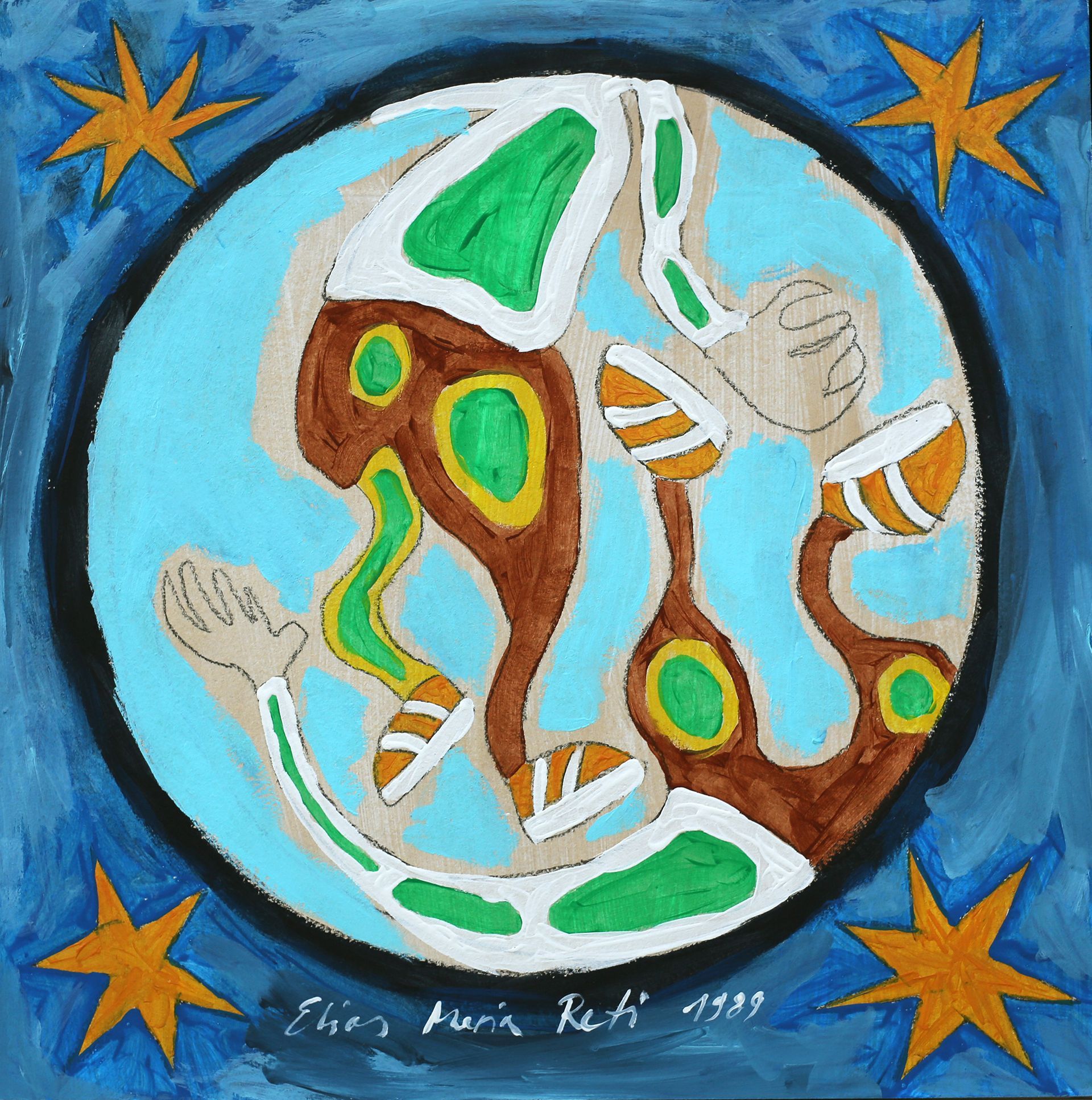 „Weltethos Nr. 29, Elias Maria Reti, 1989. Acryl auf MDF (Hartfaserplatte). 55 cm. x 55 cm. Astroismus Oeuvre. „Weltethos Nr. 29, Elias Maria Reti, 1989. Acryl auf MDF (Hartfaserplatte). 55 cm. x 55 cm. Astroismus Oeuvre.