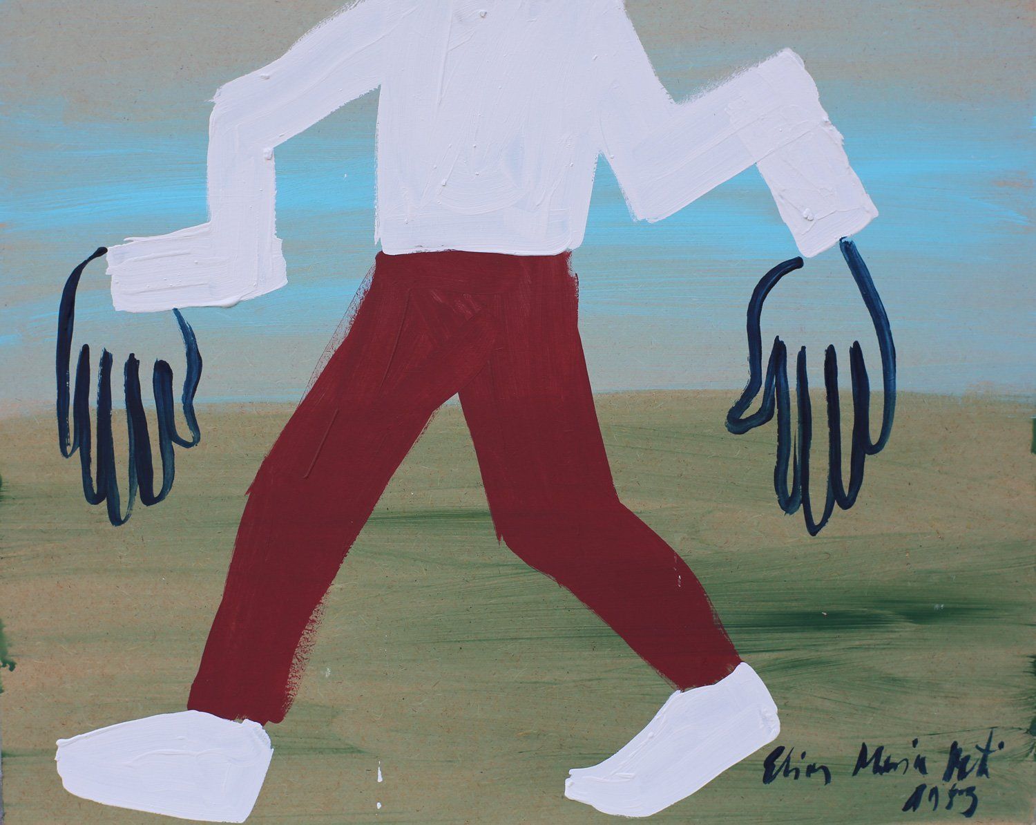„Hängen Nr. 64“, Elias Maria Reti, 1983. Akryl auf Holz. 50 cm. x 40 cm.