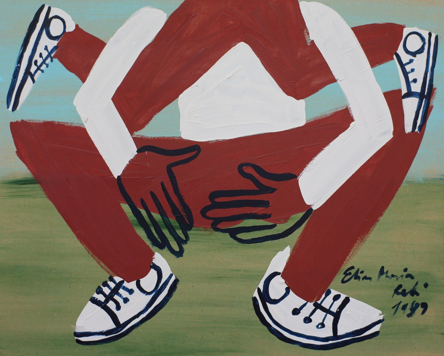 „Überfall Nr. 64“, Elias Maria Reti, 1989. Akryl auf Holz. 50 cm. x 40 cm.