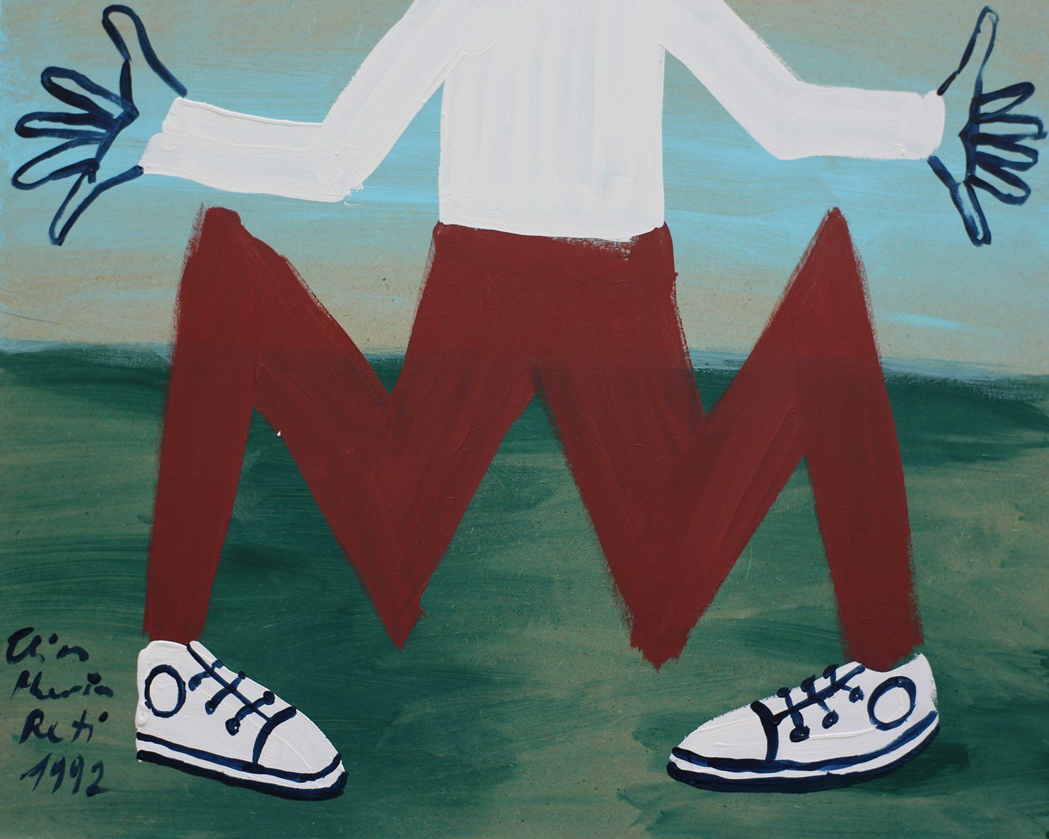 Bildbeispiel oben: „W-Mensch Nr. 62“, Elias Maria Reti, 1992. Akryl auf Holz. 50 cm. x 40 cm. Bildbeispiel oben: „W-Mensch Nr. 62“, Elias Maria Reti, 1992. Akryl auf Holz. 50 cm. x 40 cm.