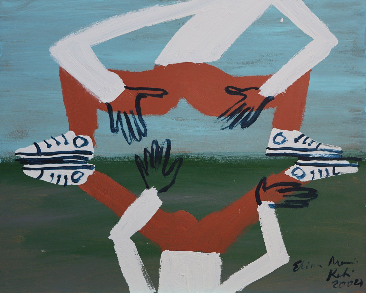 „T-Mensch 64“, Elias Maria Reti, 2004. Gemälde, Acryl auf MDF (Hartfaserplatte). 50 cm. x 40 cm. Originalismus Oeuvre.