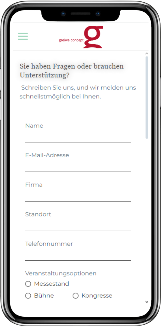 Handy mit Kontaktformular
