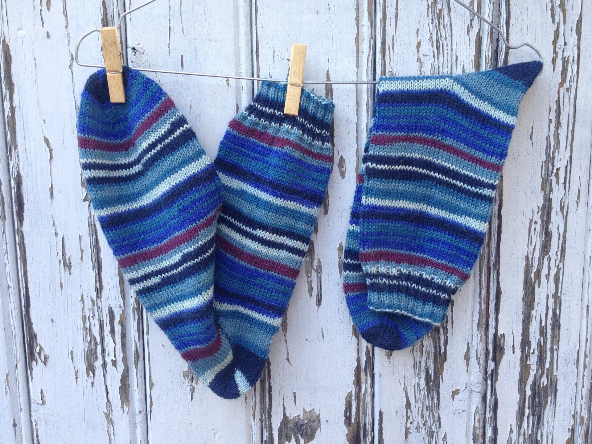 ringelsocken männersocken selbstgestrickt wollsocken Größe 45 46