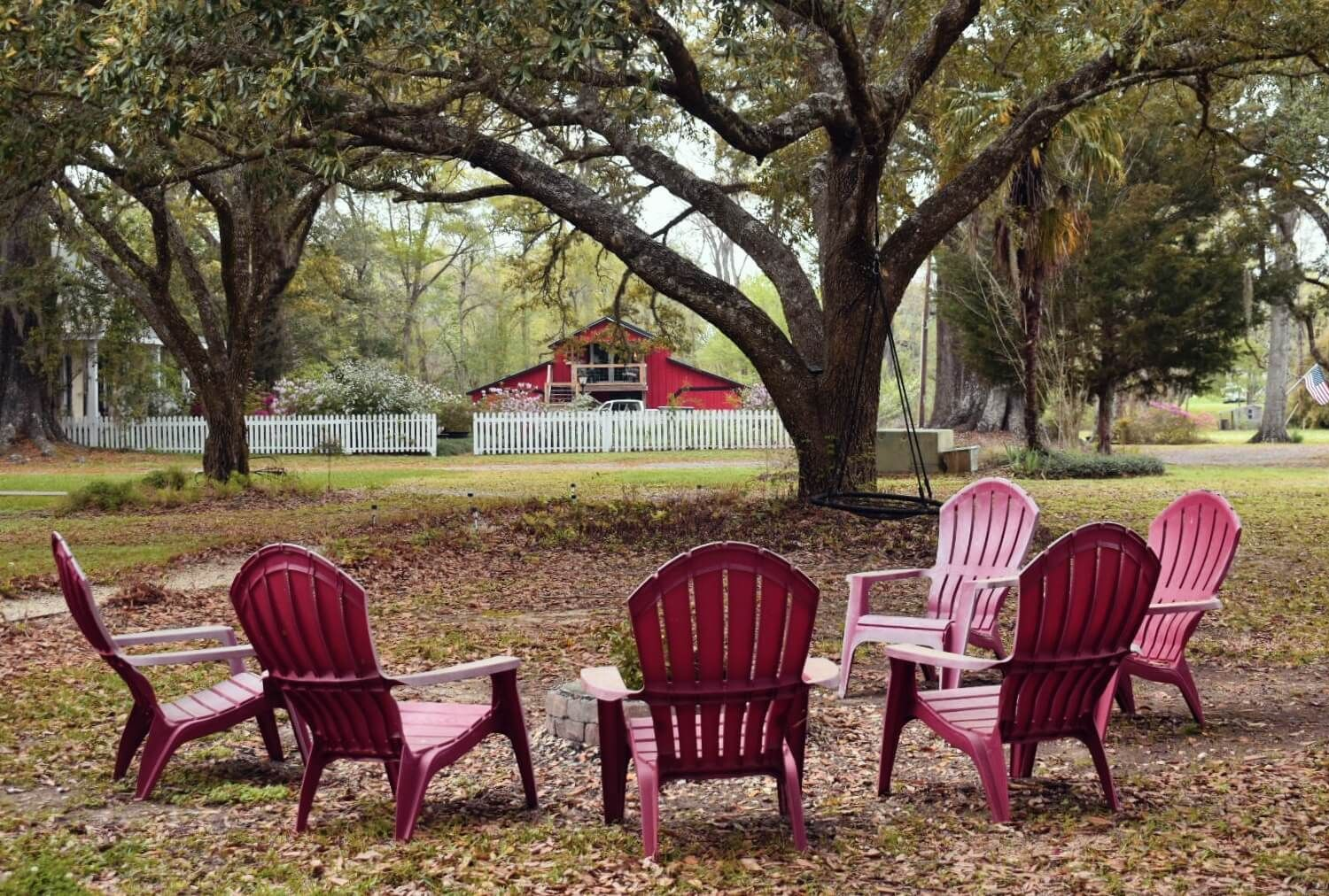 Fire Side Seating Under the Majestic Live Oaks