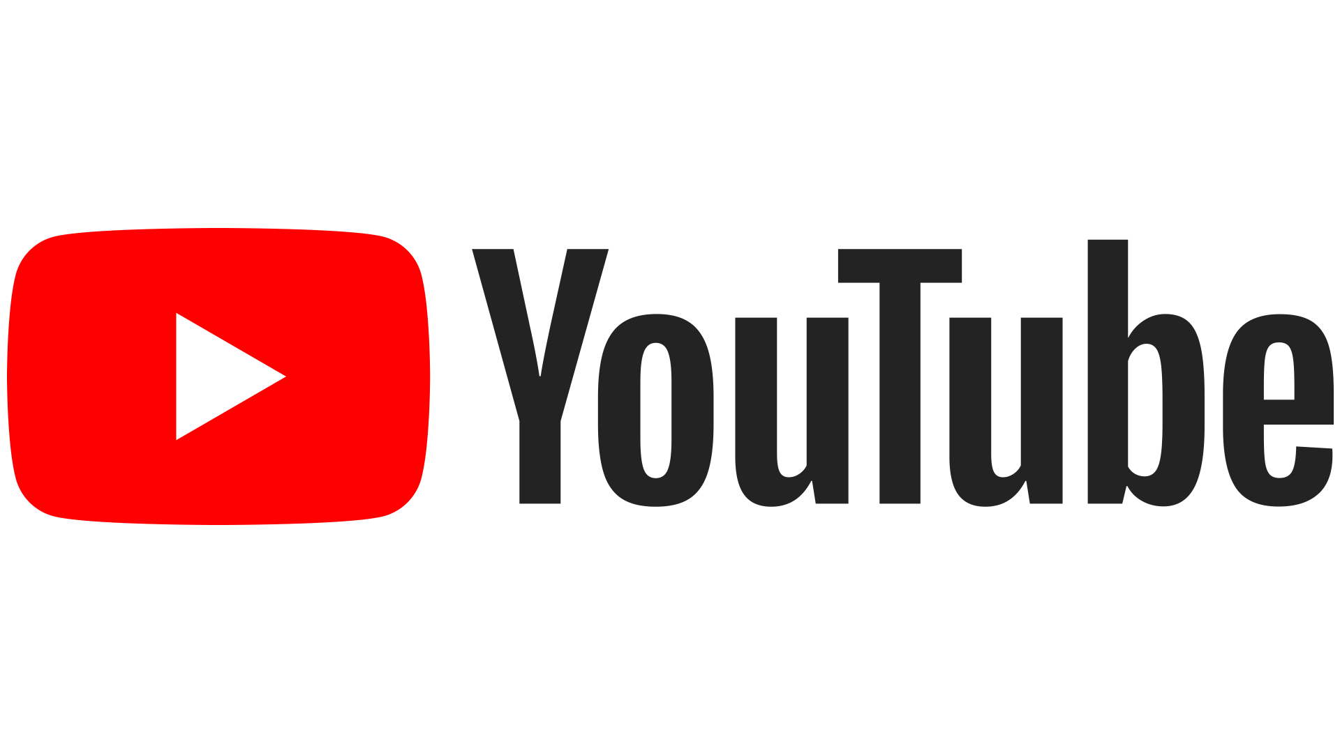 Logo de YouTube. Un recuadro rojo con un triángulo blanco en su interior simbolizando una tecla de