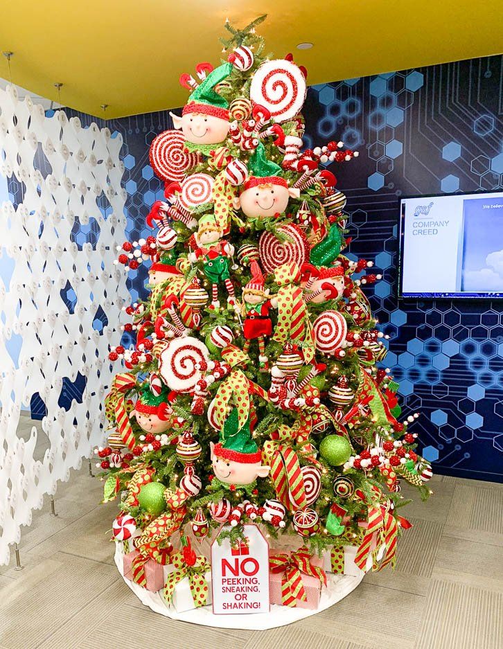 christmas elf  theme decorated christmas tree rental