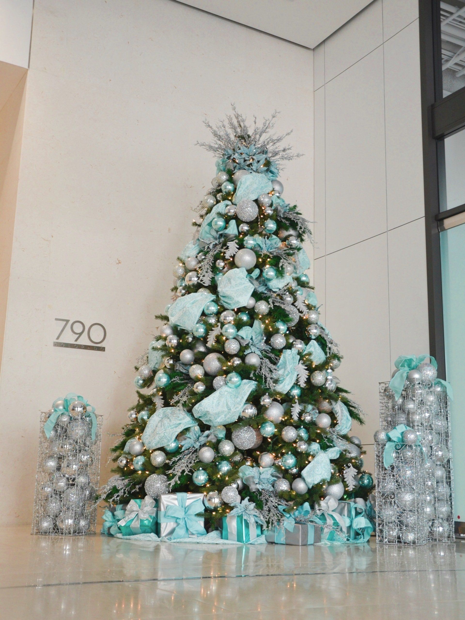 tiffany blue and silver decorated christmas tree
