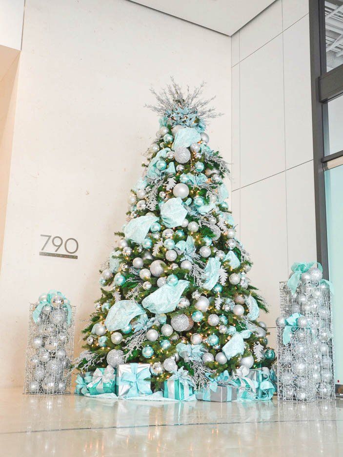 tiffany blue and silver  theme decorated christmas tree rental