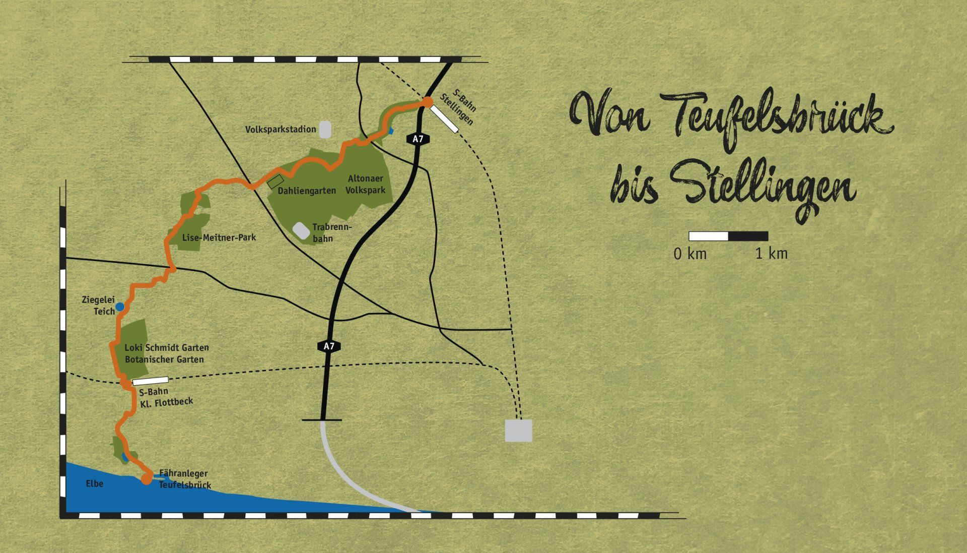 Blick auf die Karte: Grüner Ring von Teufelsbrück bis Stellingen