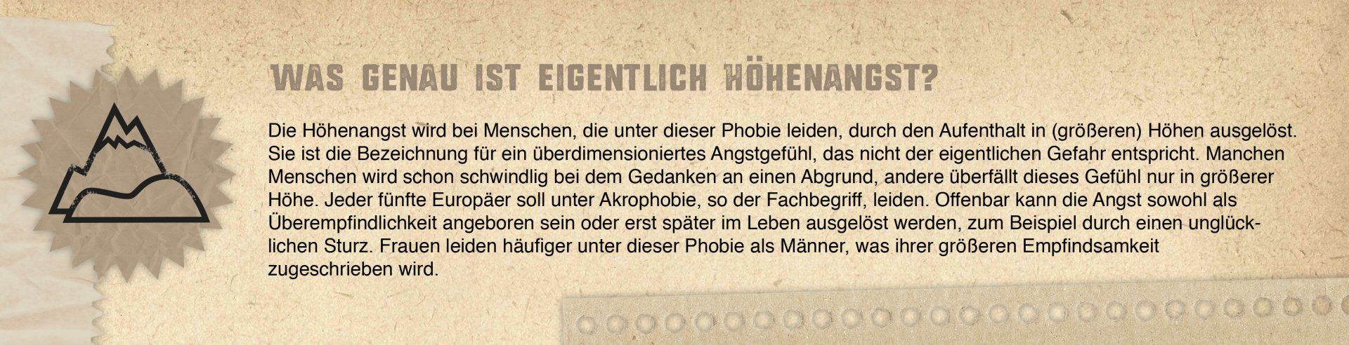 Kasten mit einer kurzen Definition von Höhenangst.