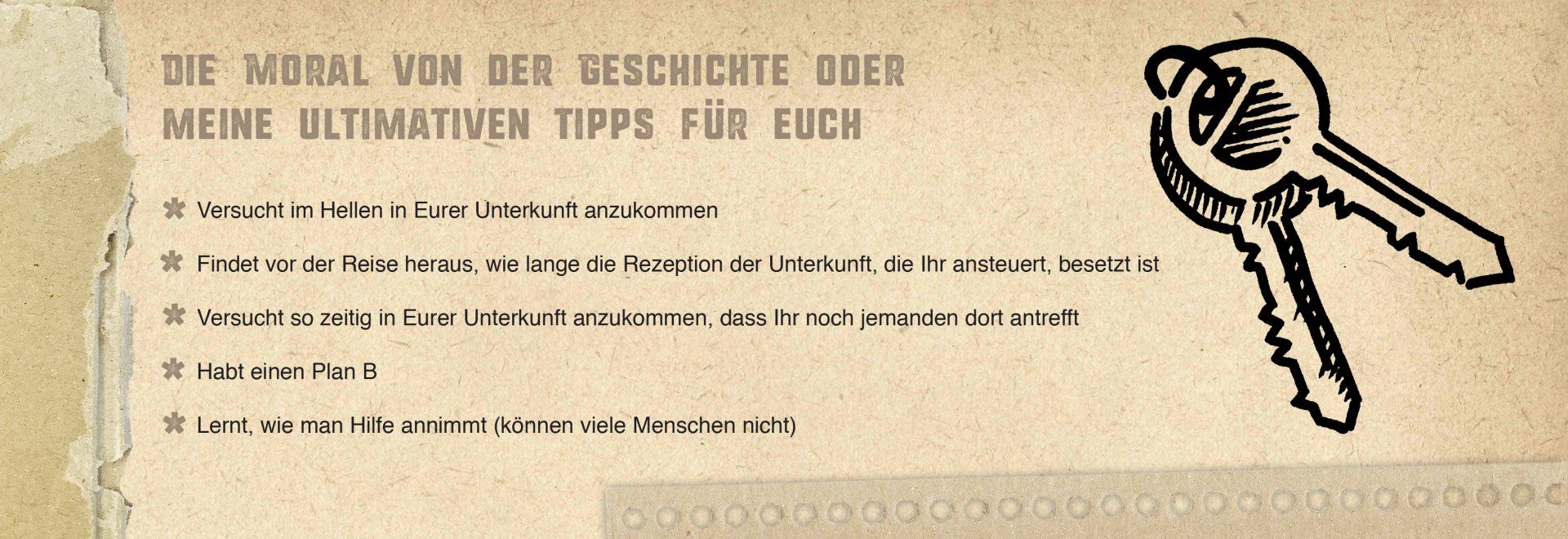 Blick auf die Grafik eines Kastens mit Tipps rund um die Unterkunft beim Reisen