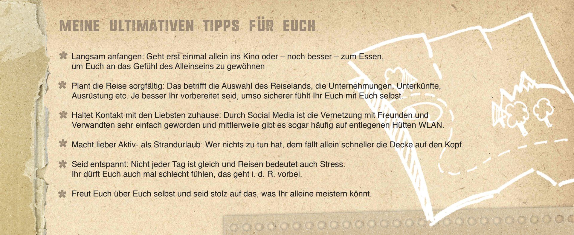 Blick auf eine Grafik mit Tipps, um Alleinsein zu lernen