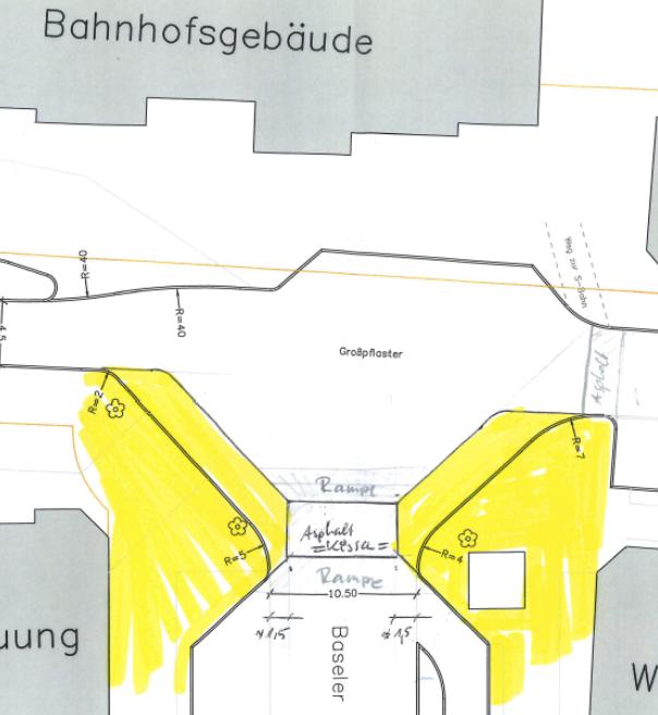 Erste Maßnahmen am Bahnhofsvorplatz (Quelle Bezirksamt)