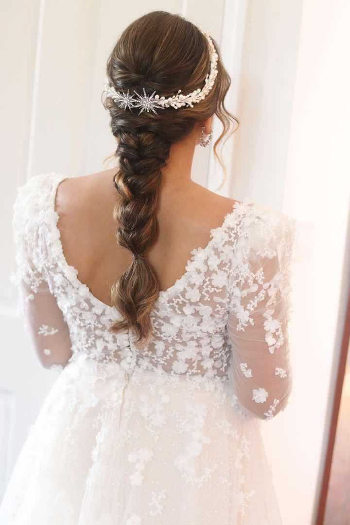 coronas de novia para trenza
